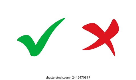 Iconos vectoriales de marca de verificación cruzada
