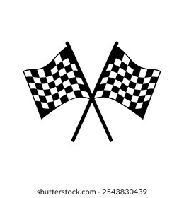 Cross Checkered Flag with White Background - Vector Illustration Design