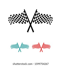 cross checkered flags icon logo sign racing competition vector illustration