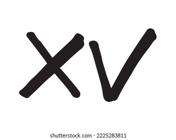 cross and checkmark icon. vector illustration in doodle style. hand drawing