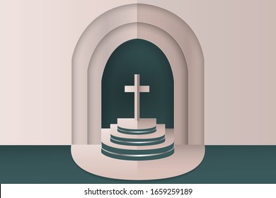 The cross of Christ in the church. It is a symbol of the resurrection at Easter.