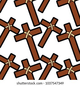 cross christian catholic paraphernalia  pattern image vector illustration design 