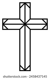 Cross of christian crucifix. Simple logo icon of christian Symbol of church of Jesus. Vector sign of catholic, religious and orthodox faith art deco