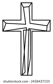 Cross of christian crucifix. Simple logo icon of christian Symbol of church of Jesus. Vector sign of catholic, religious and orthodox faith