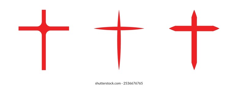 Cross of Christian crucifix. Simple logo icon of Christian Symbol of church of Jesus. Vector sign of catholic. Christian cross vector. Eps 10.