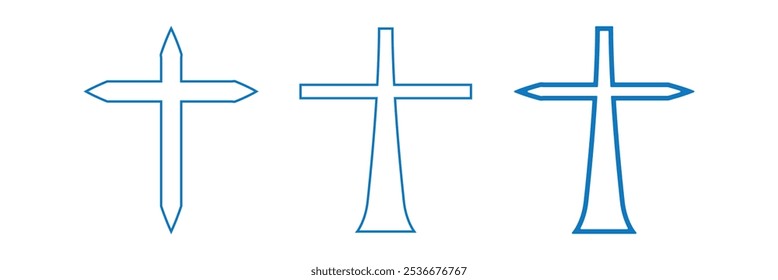 Cross of Christian crucifix. Simple logo icon of Christian Symbol of church of Jesus. Vector sign of catholic. Christian cross vector. Eps 10.