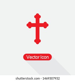 Cross Christian Icon Vector Illustration Isolated On Light Gray Background Eps10