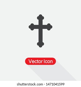 Cross Christian Icon Vector Illustration On Light Gray Background Eps10