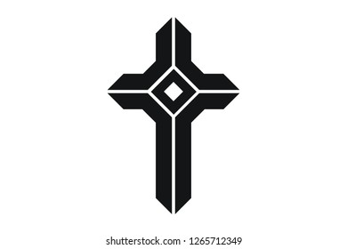 Cross of christian religion. Isolated orthodoxy and catholicism divine symbol in shape of cross, Jesus Christ and God, faith sign. Church and pray, religion and resurrection