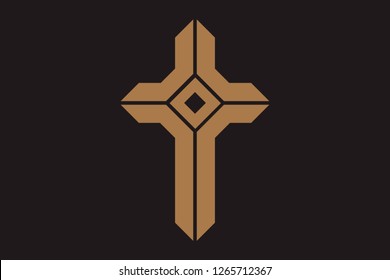 Cross of christian religion. Isolated orthodoxy and catholicism divine symbol in shape of cross, Jesus Christ and God, faith sign. Church and pray, religion and resurrection