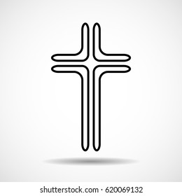 Cross. Christian Symbol. Sign of lines. Vector