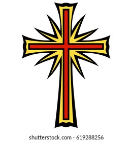 Cross christian vector tattoo tribal design. Isolated vector.