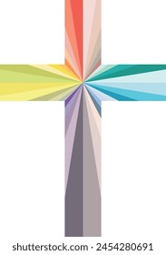 cross christianity icon shape with multi color inside, cross christianity icon vector illustration.