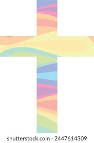 cross christianity icon shape with rainbow color inside, cross christianity icon vector illustration.