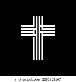 Cross church line modern creative logo