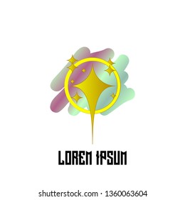 cross church logo. Christianity symbol of Jesus Christ. Natural brush strokes with star illustration
