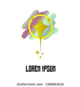 cross church logo. Christianity symbol of Jesus Christ. Natural brush strokes with star illustration