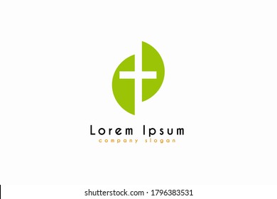 Cross Church logo design. Vector Church logo element