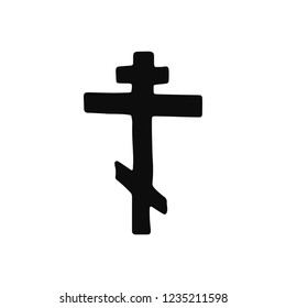 cross church silhouette vector icon. isolated object.