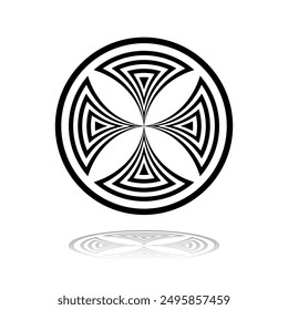 Cross in Circle Abstract Icon. Element for Logo Design. Vector Art.