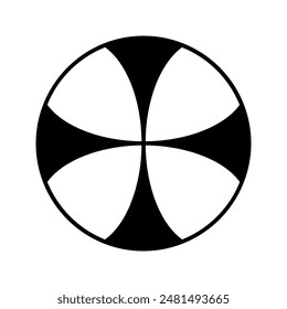 Cross in circle icon, simple symbol, outline shape