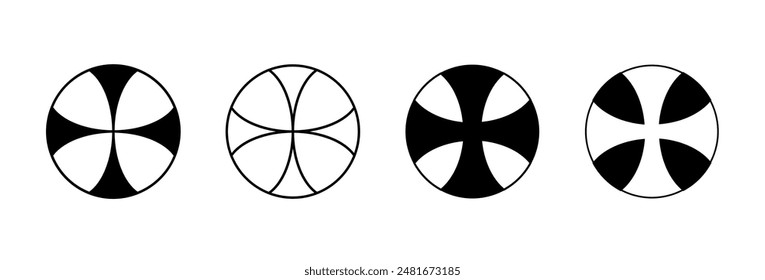 Kreuz im Kreis Symbol, einfaches Symbol, Umrissform