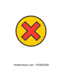 Cross in circle line icon, filled outline vector sign, linear colorful pictogram isolated on white. Delete, remove symbol, logo illustration. Editable stroke. Pixel perfect