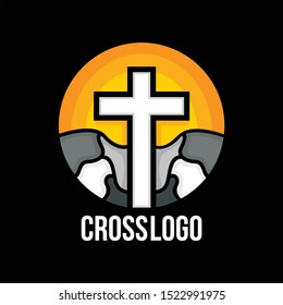 Cross in circle logo for christian chruch symbol 