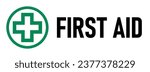 Cross in Circle Round Symbol First Aid Kit Emergency Healthcare Green Sign Icon. Vector Image.