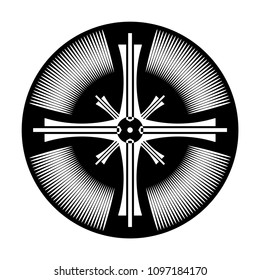 Cross  in circle shape. Abstract design element. Vector art.