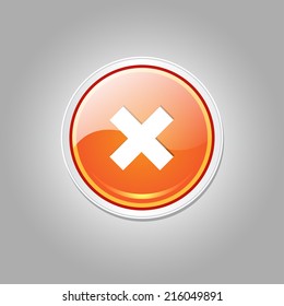 Cross Circular Orange Vector Web Button Icon