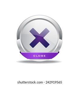 Cross Circular Purple Vector Web Button Icon