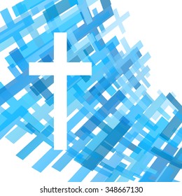 Cross clear blue abstract Christianity religion background vector illustration concept