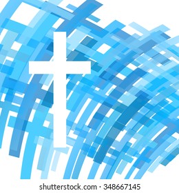 Cross clear blue abstract Christianity religion background vector illustration concept