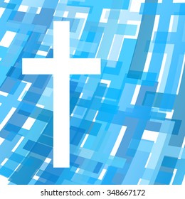 Cross clear blue abstract Christianity religion background vector illustration concept