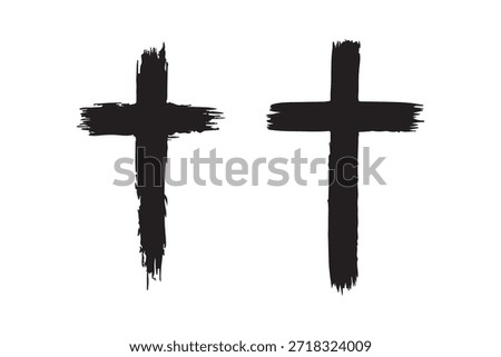 Cross clipart black and white, ash cross for Ash Wednesday card, poster, banner, post, lent, wishes with grunge christian cross, church clipart, ashes, religious cross isolated on white background