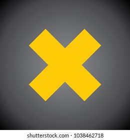 Cross or Close icon on black background.
