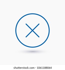 Cross, Close icon vector illustration. Linear symbol with thin outline. The thickness is edited. Minimalist style.