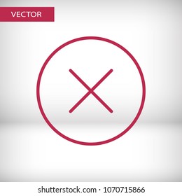 Cross, Close icon vector illustration. Linear symbol with thin outline. The thickness is edited. Minimalist style.
