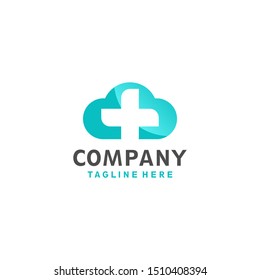 Cross cloud medical logo design concept