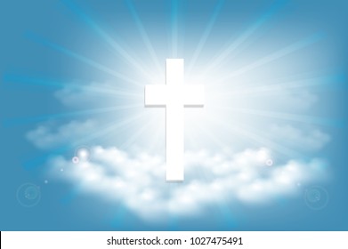 Cross and clouds on the brightest day in the sky.