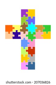 cross with colorful puzzle