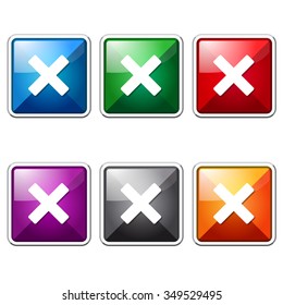 Cross Colorful Vector Icon Button