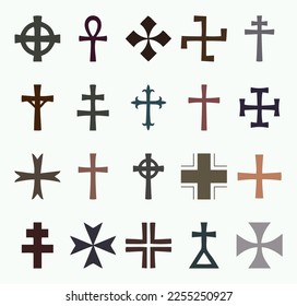 Cross Colorful Vector Icon Set Collection