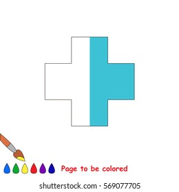 The Cross, the coloring book to educate preschool kids with easy gaming level, the kid educational game to color the colorless half by sample.