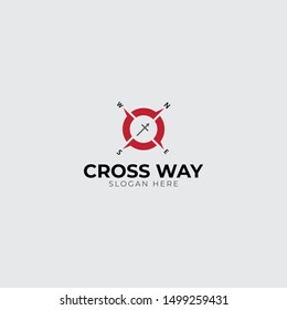 cross compass minimalist logo concept 