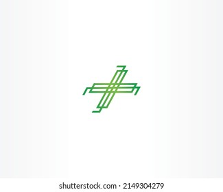 cross concept with green icon shape logo design