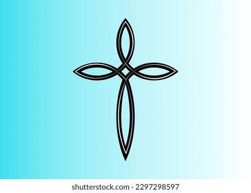 cross continuous line curve design for icon logo. vector illustration.