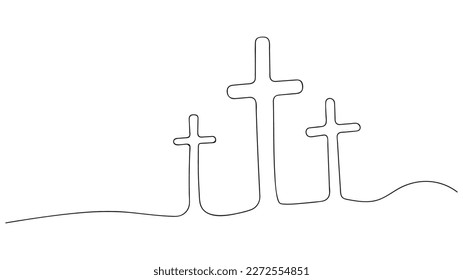 Cross, continuous line drawing. The death of Jesus Christ. Vector illustration