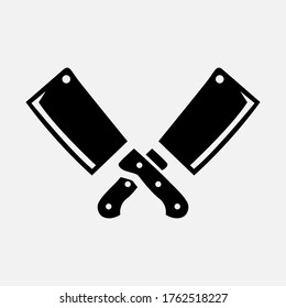 Cross cook knife icon vector. Food logotype symbol